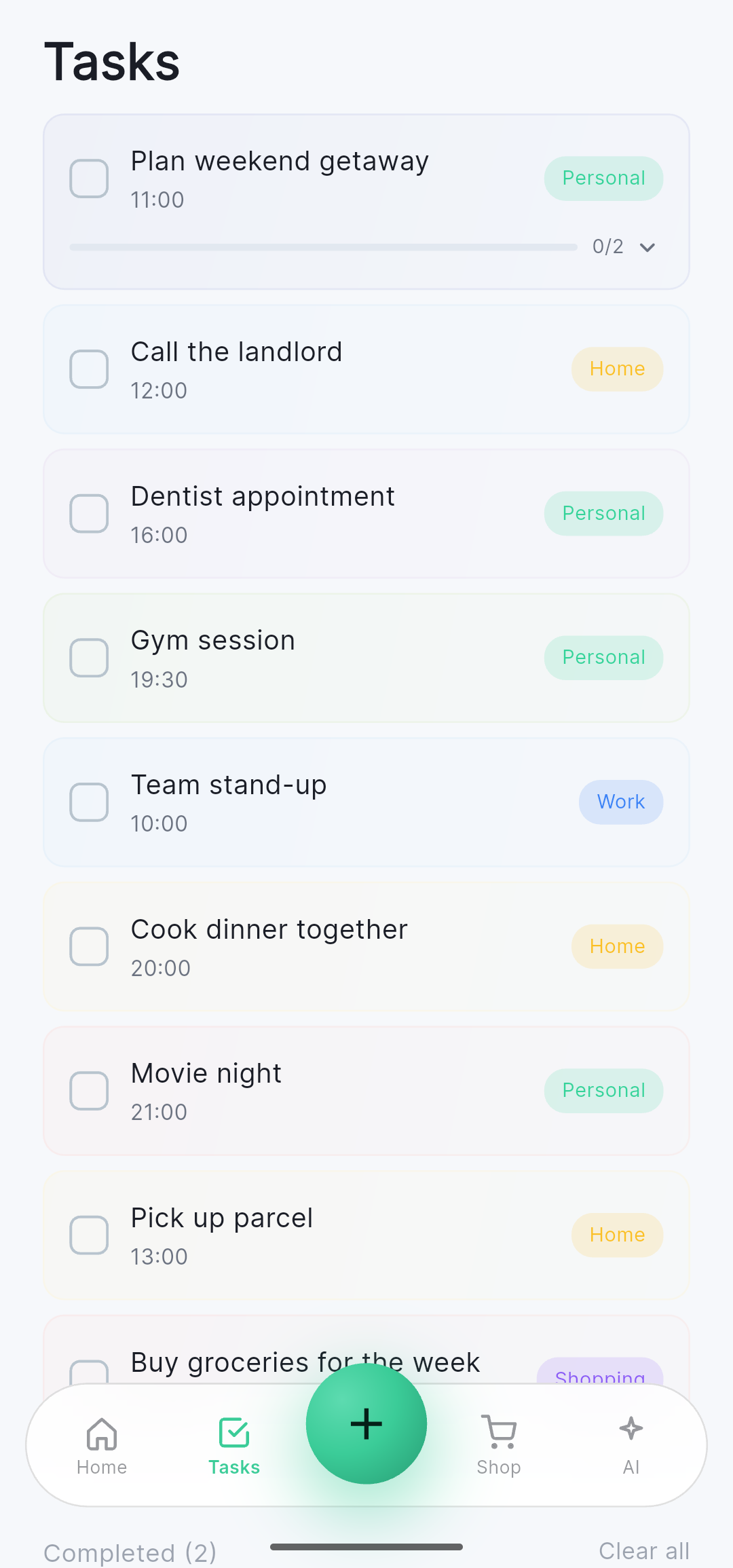 Planido shared task list