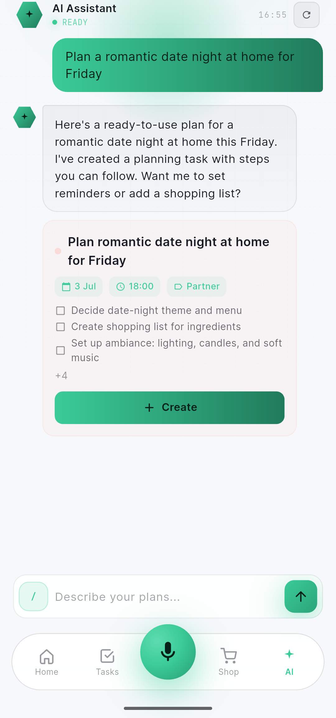 The AI assistant planning a date night